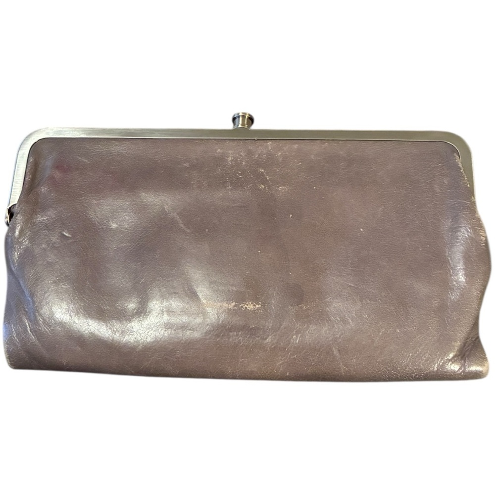HOBO International Lauren Leather Double Frame Clutch Wallet | Gravel Gray